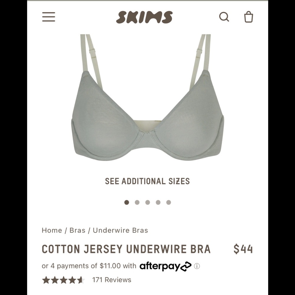 Skims Cotton Jersey Underwire Bra